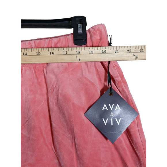 Ava & Viv Shorts Velvet 1X High Rise Pull On Lounge Stretch Waist‎ Pockets Coral - Picture 8 of 11